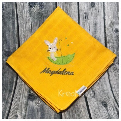 Mullwindel Hase im Regenschirm