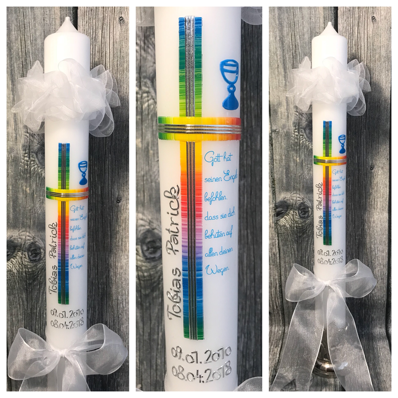 Taufkerze Regenbogen
