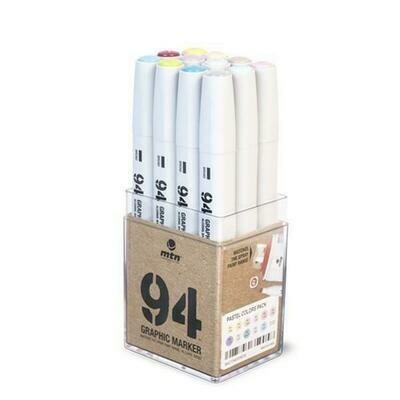 MTN 94 Graphic Marker Set 12 Pack Pastel - Basic Colours