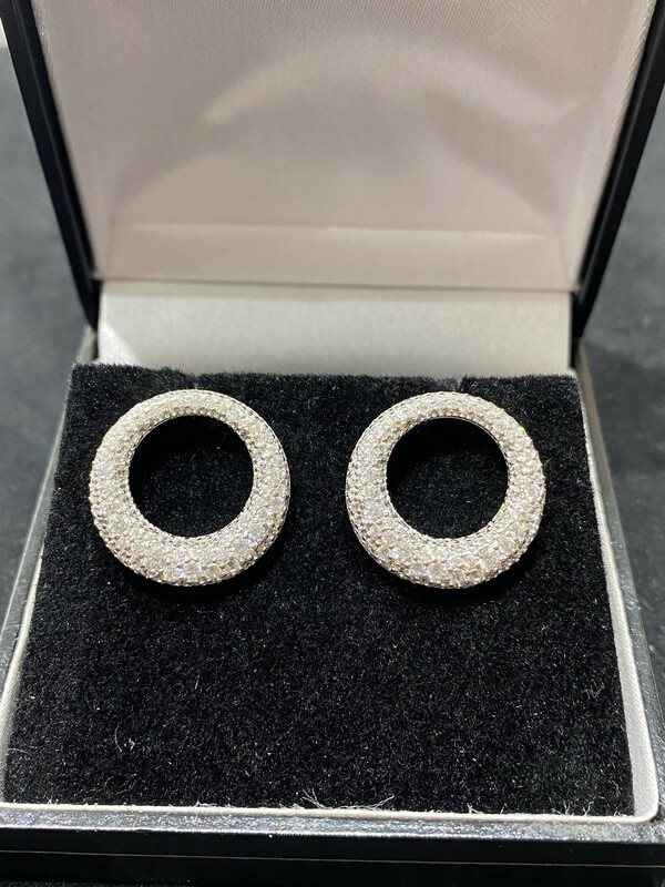 Silver Circle Drop Earrings