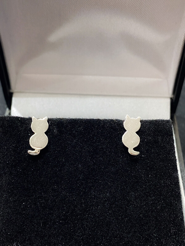 Silver Cat Earrings