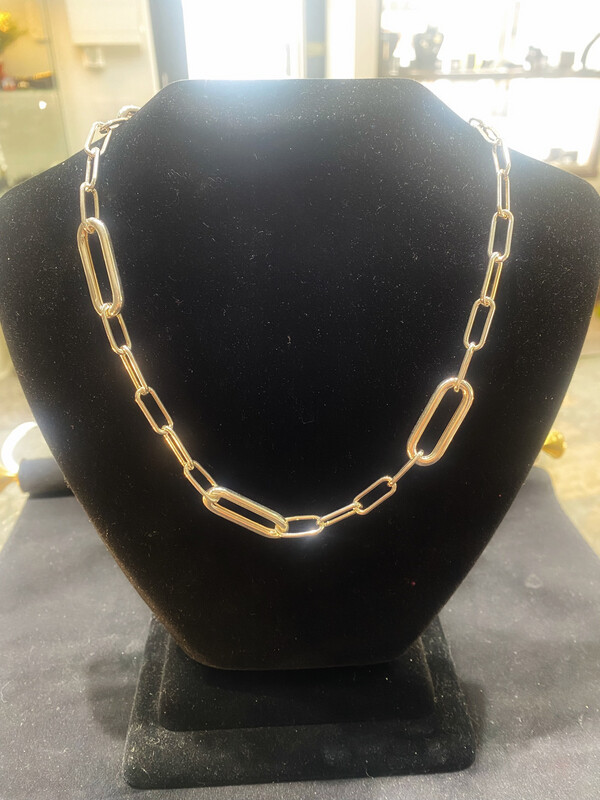 Paper link Style Silver Necklace
