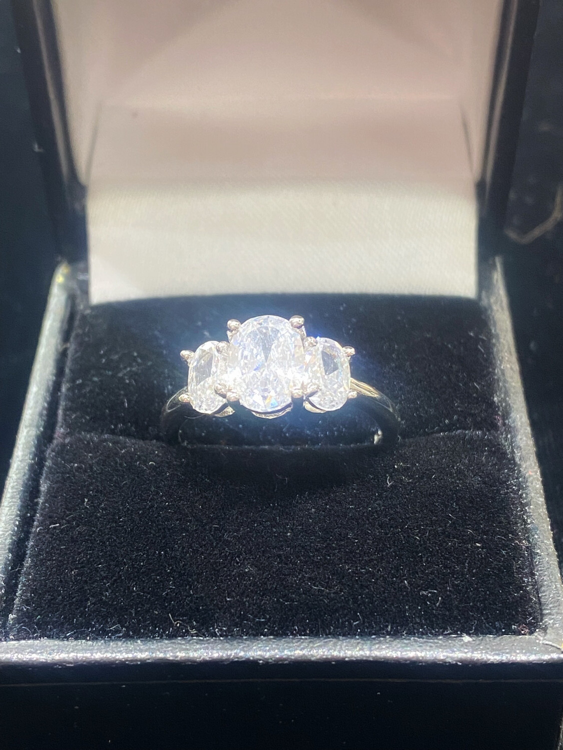 Silver Oval Three Stone
