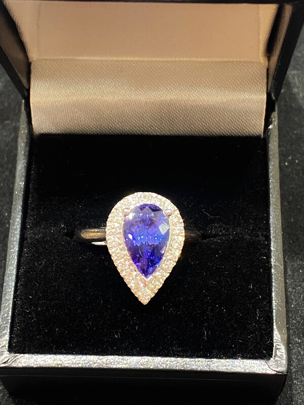 Tanzanite And Diamond Pear Cut