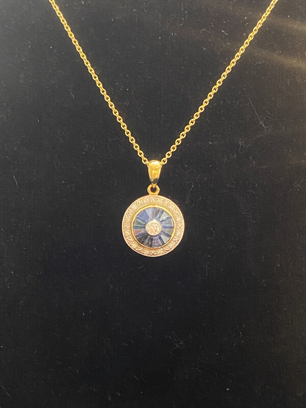 Target Style Sapphire And Diamond Pendant