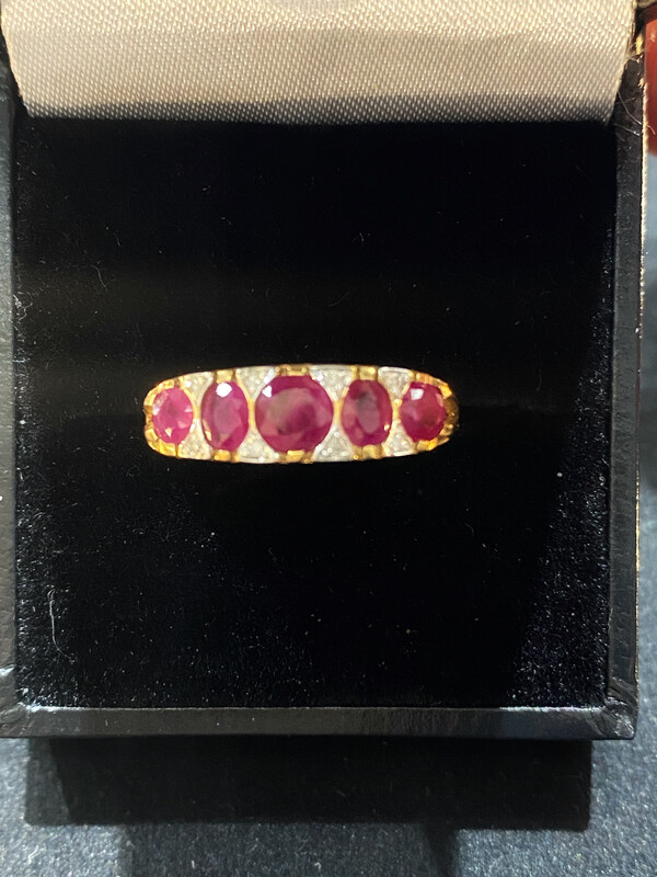 Graduated Ruby And Diamond Five Stone