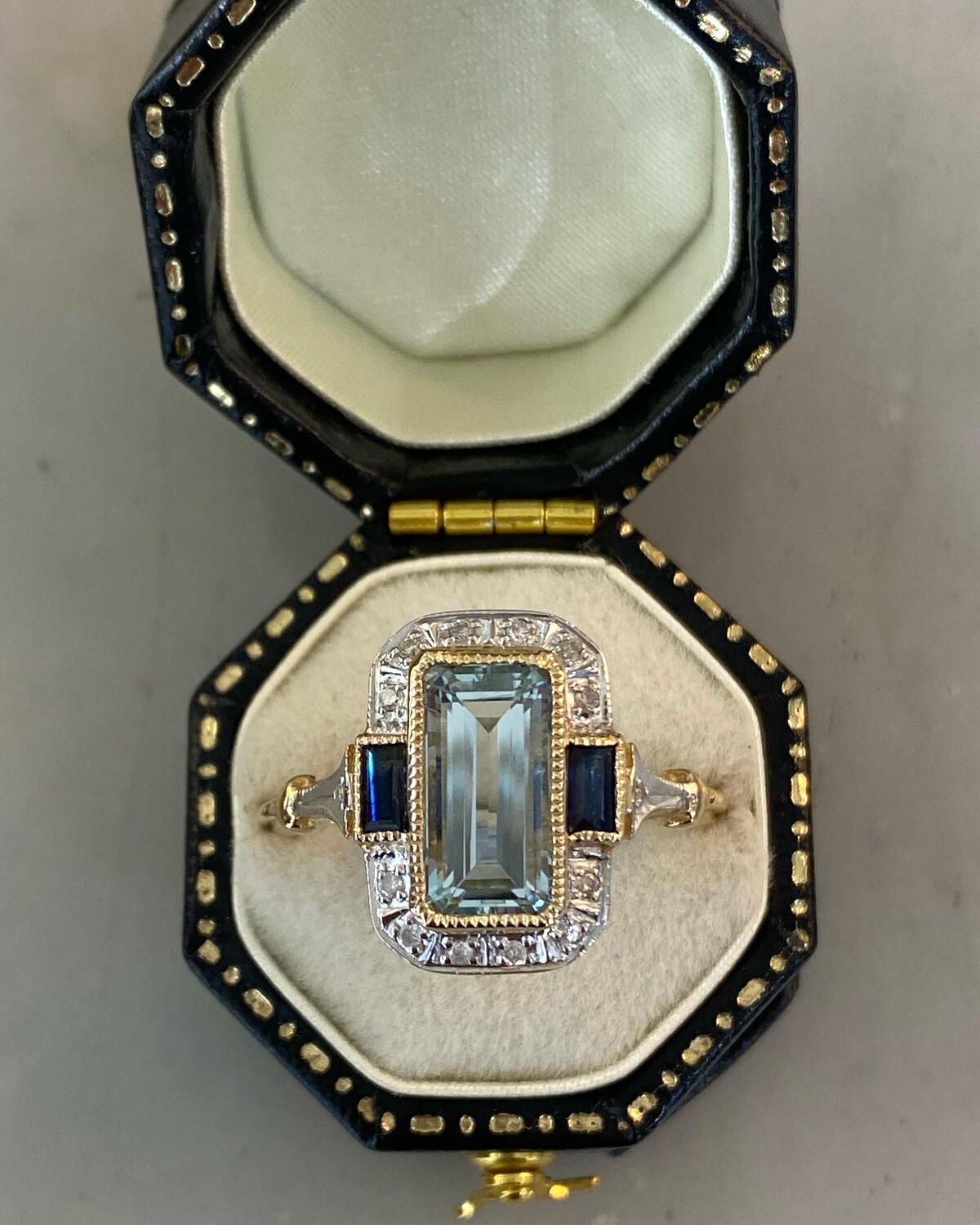 Aquamarine Sapphire And Diamond Ring