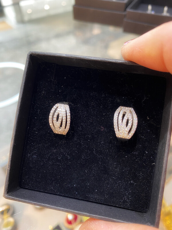 Silver Earrings Set With Cubic Zirconia.