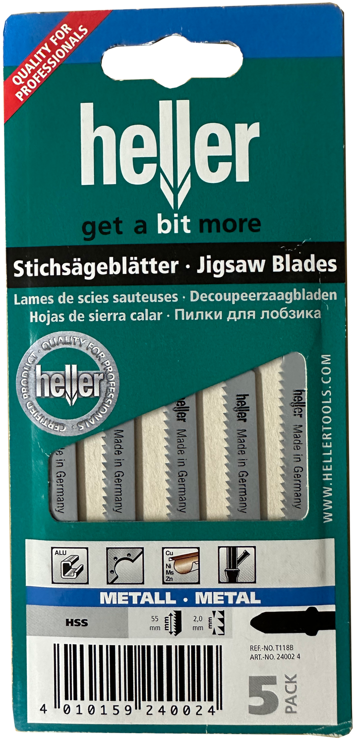 5 St. HELLER HSS-Stichsägeblatt für Stahl, Buntmetall, Aluminium 2,5 - 6 mm