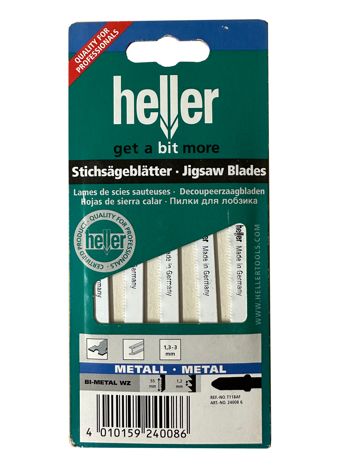5 St. HELLER BI-Metall-Stichsägeblatt  Für dünne Bleche aus Stahl und rostfreiem Stahl 1,2 - 2 mm