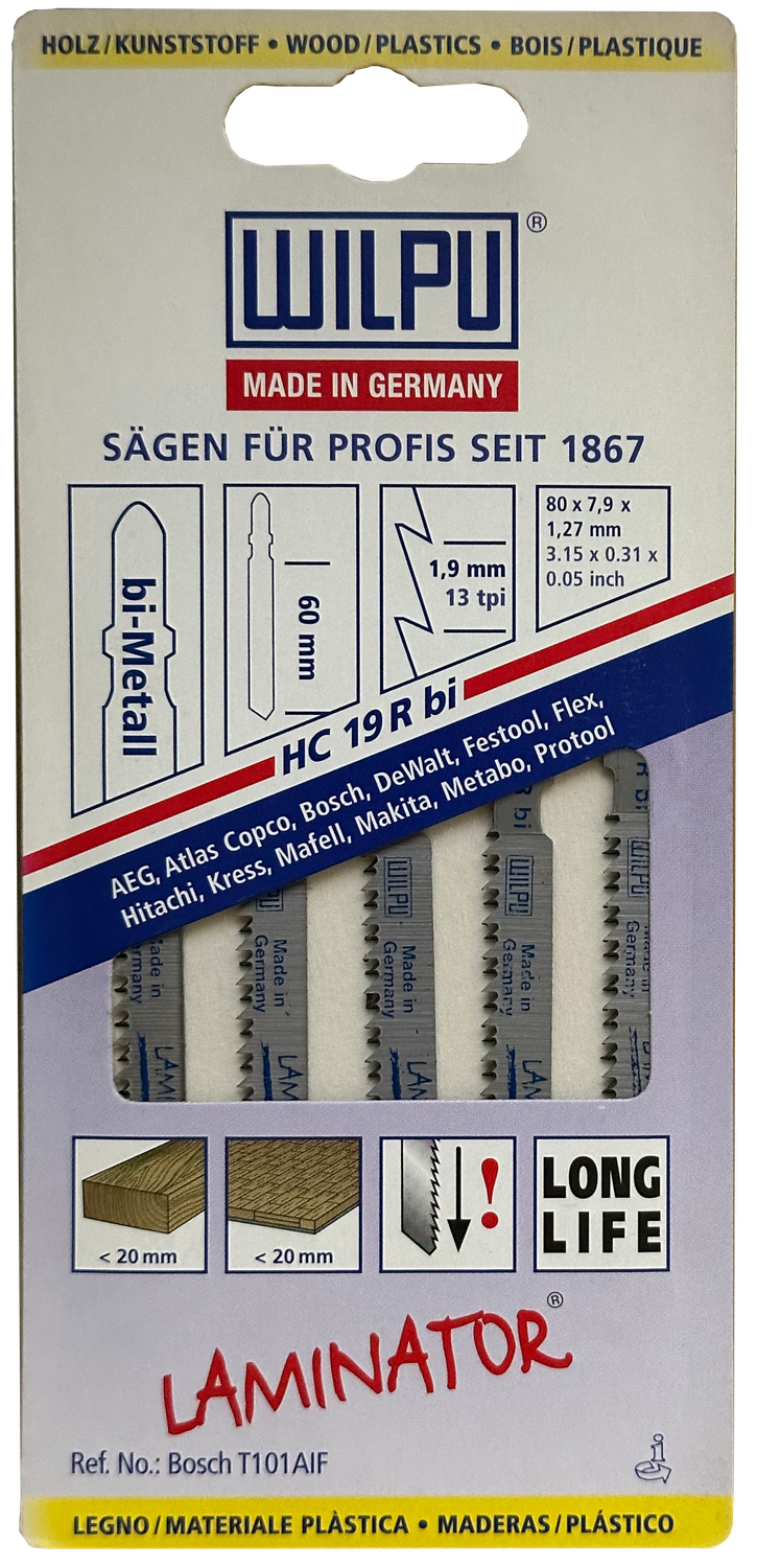 WILPU  BI-Metall-Stichsägeblatt HC 19 R BI LONGLIFE