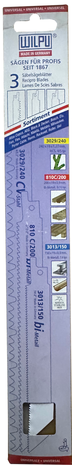 WILPU  Säbelsägensortiment für Holz und Metall
