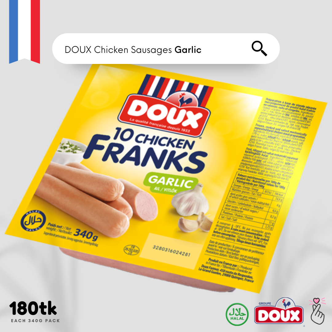 DOUX Garlic Chicken Sausages 340g