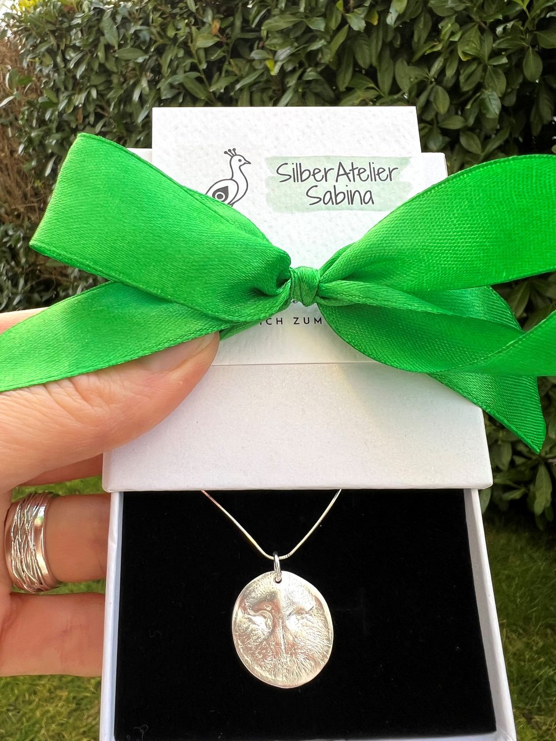 Silber-Anhänger mit Pfoten- oder Nasenabdruck Ihres geliebten Haustiers