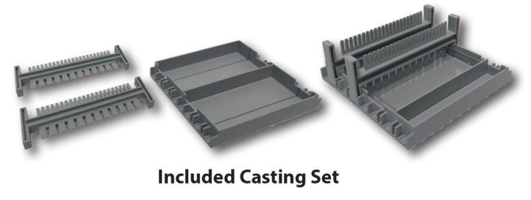 Extra casting set for 10.5x10cm and 10.5x6cm gels.  Includes stand, trays, E1101-COMB1 double-sided combs