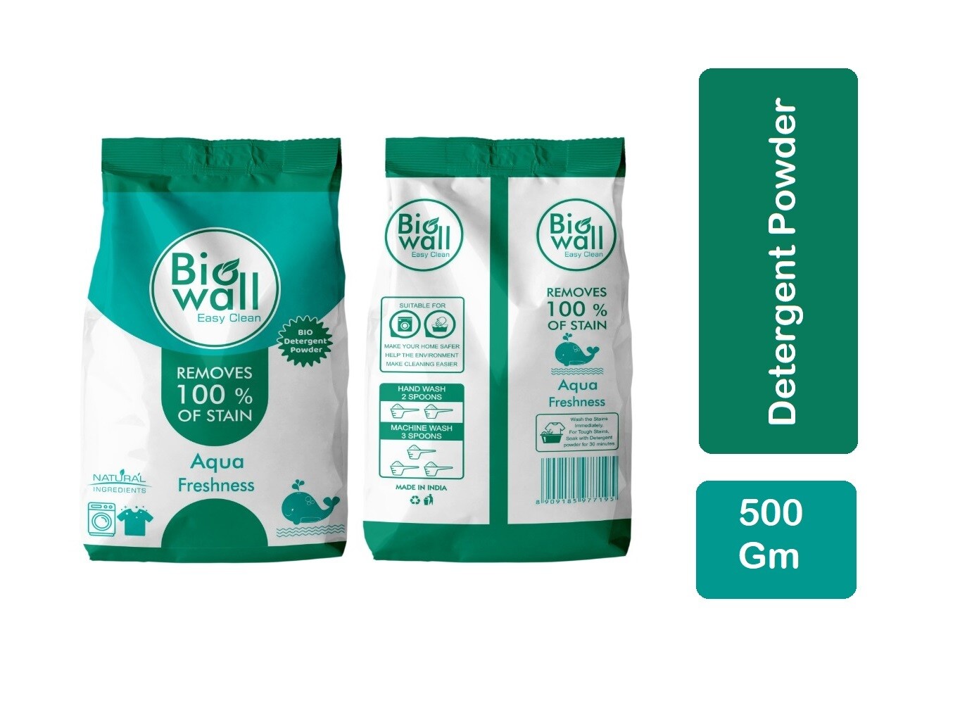 Biowall Detergent powder- Bio Detergent made with natural and eco-friendly ingredients - 500 gm