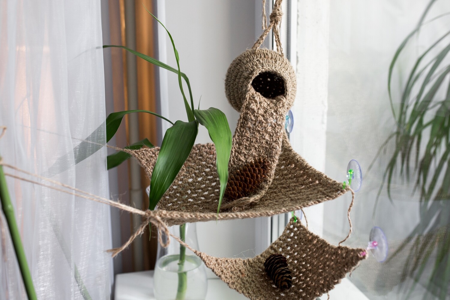 Crocheted Jute Climbing Net for Hermit Crabs