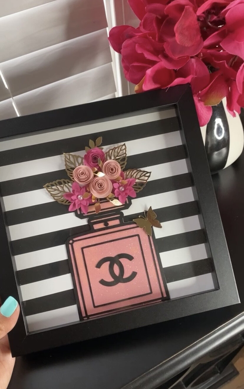 Chanel 3D Frame, Chanel Wall Art, Chanel Decor, Chanel Birthday, Chanel 3D  Perfume, Chanel Flowers, Chanel Theme