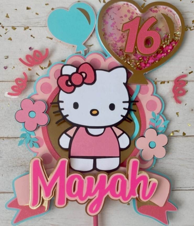 Hello Kitty Cake Topper, Hello Kitty Birthday Decorations, Hello Kitty Cake Decor, Hello Kitty Birthday Theme, Cat Birthday, Pink Hello Kitty Birthday, Pink Birthday, Pink Cat