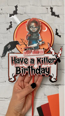 Chucky Cake Topper, Chucky Doll Decor,Scary Birthday, Halloween, Chucky Birthday Theme, Drinks, 3d Shaker, Mens Decor, Scary Movies, Knifes