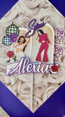 Selena Cake Topper, Como la Flor Birthday, Disco, Selena Party, Selena Quintanilla, Disco Party, Roses, Selena Singer, Selena Cake,
