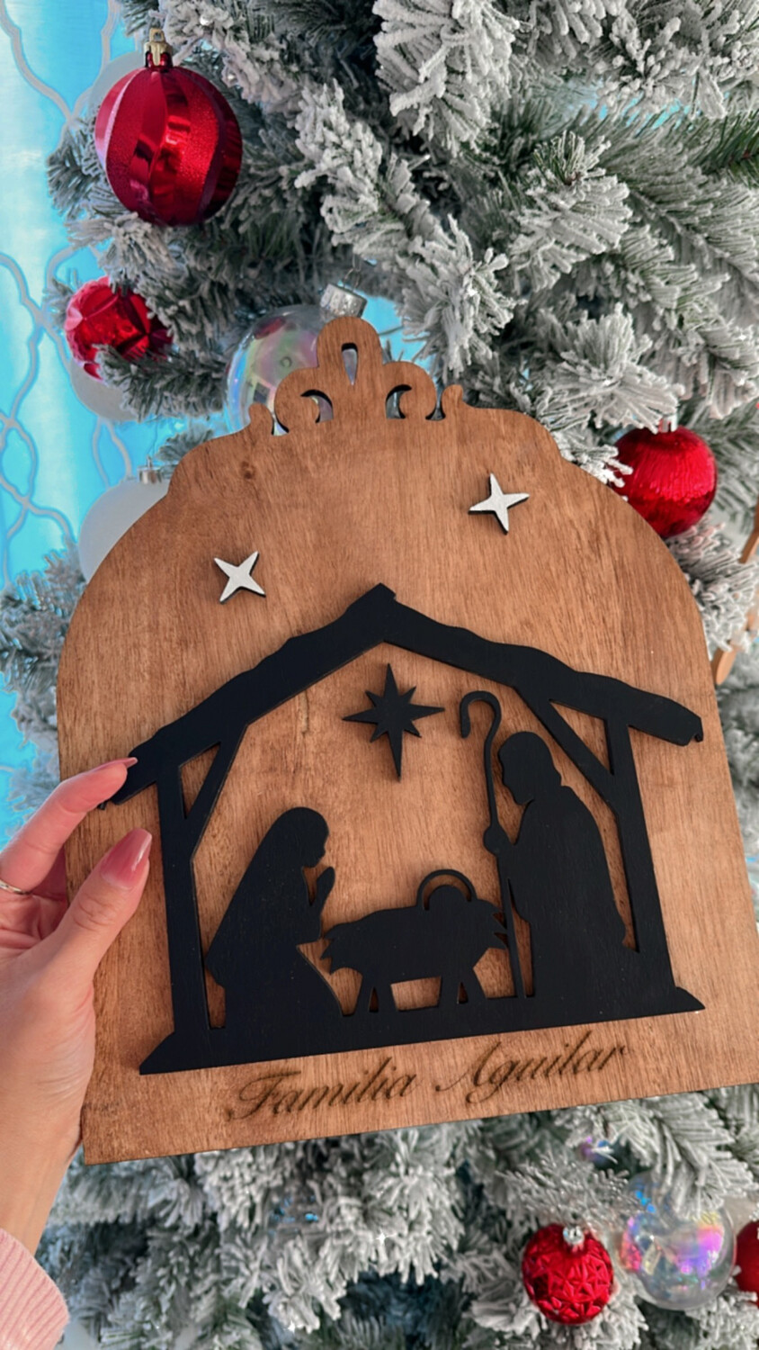13 Inch Arched Nativity Scene, 3D Wood Frame Baby Jesus Scene, Home Decor, Christmas Decor
