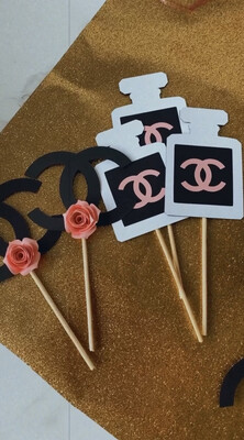 Chanel CupCake Toppers, Chanel Birthday Decor, Chanel Decor