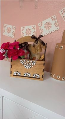Talavera, Rustic Basket, Mothers Day Gift, Mexico Decor, Rustic Decor, Olla de Barro, Birthday Basket, 15anera Gift, Talvera pottery