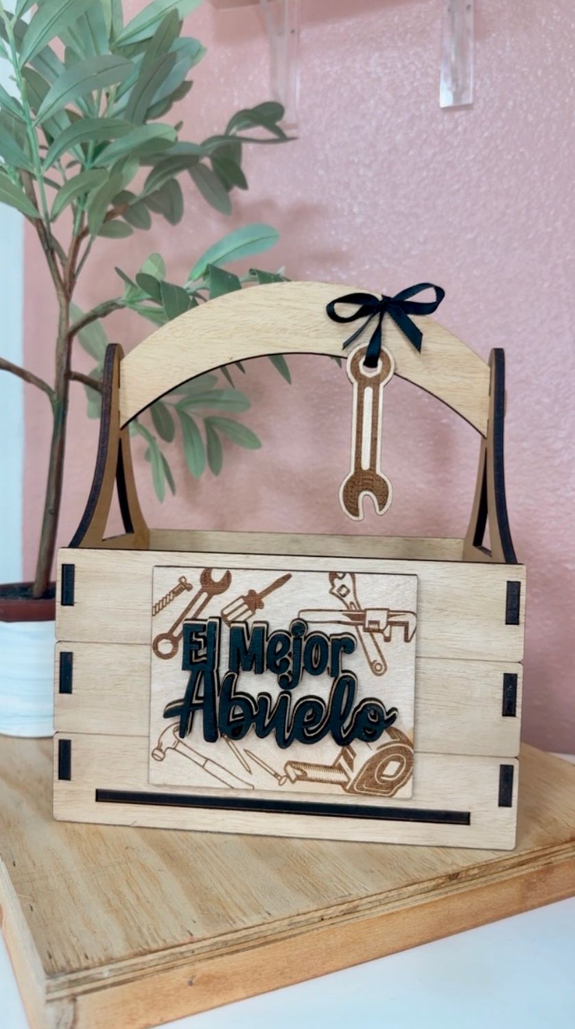Dad Tool Box, Rustic Basket, Fathers Day Gift, Gift Basket for him, Husbands Gift, Rustic Decor, anniversary gift, El Major Papa, Mexico