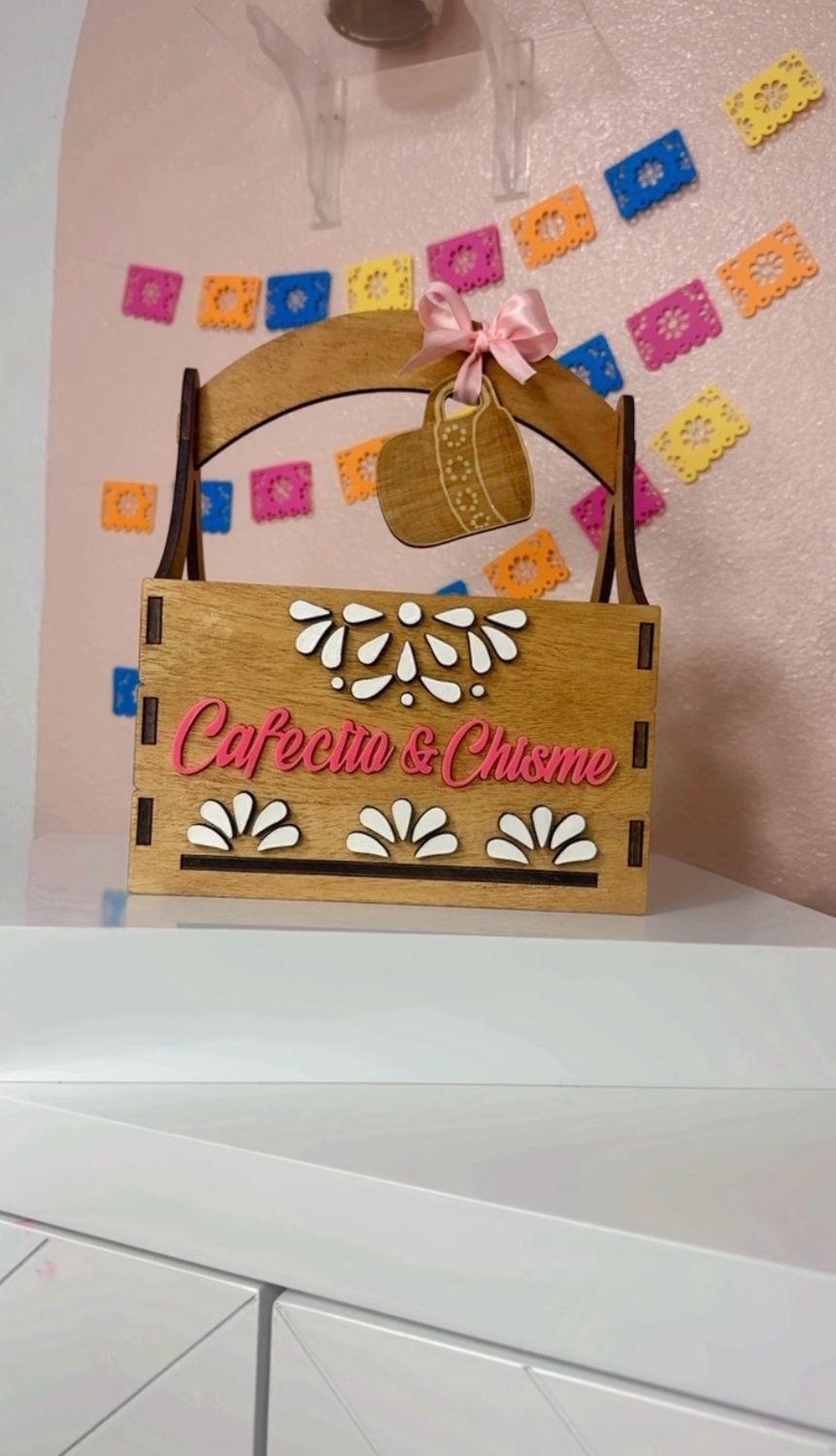 Talavera, Rustic Basket, Mothers Day Gift, Mexico Decor, Cafecito y Chisme, Olla de Barro, Birthday Basket, 15anera Gift, Talvera pottery,