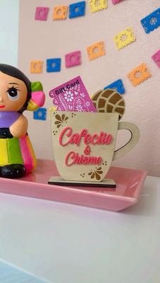 Cafecito Mug Gift Card Holder, Cafecito Decor, Gift Card, Coffee Bar Decor, Concha, Pan Dulce, Cafecito y Chisme