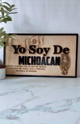 Santa Muerte Decor, Mexico Flag Decor, Yo Soy De Michoacán, Santa Muerte Frame