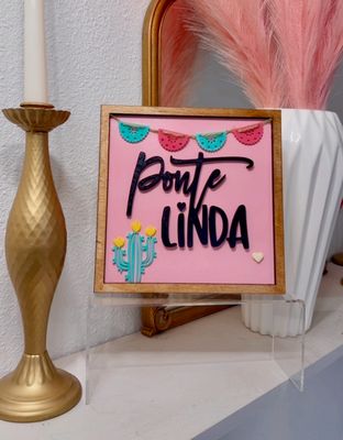 Ponte Linda, Spanish Signs, Housewarming gift, Olla De Barro Decor, Talavera Print, Cactus Decor, Cafecito Decor