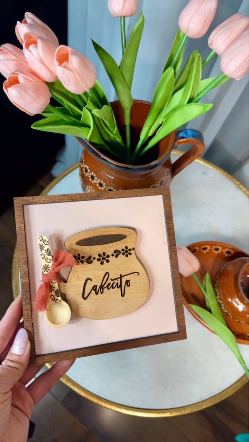 Cafecito y Chisme, Valentine&#39;s Day, Spanish Decor, Olla De Barro Decor, Talavera Print, Home Decor, Cafecito Decor