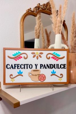 Cafecito y Pan Dulce, Spanish Signs, Housewarming gift, Olla De Barro Decor, Talavera Print, Cafecito Decor