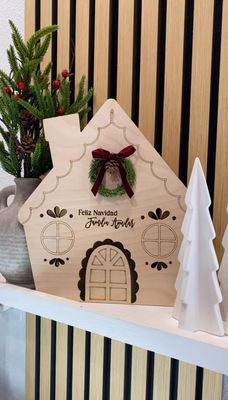 Christmas House Board, Winter House Kitchen Decor, Wood Board, Gingerbread House