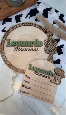 Western Cowboy Sign Birth Announcement Sign Hospital/ Rodeo Wild West Theme Birth Sign Name Sign Newborn Photo Prop, Bebe Vaquero, Bebe