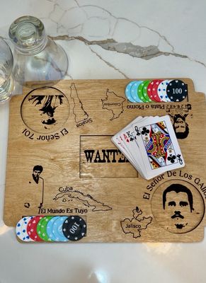 Cartel Poker Wood Board, Fathers Day Gift, Poker Chips, Game Board, Gift for Him, Man Cave