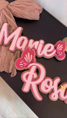 Pink Wood Name, Big Butterflies, Cute girls bedroom decor, Girly Pink Signs, Vanity Decor, Boutique Signs, Coffee Shops