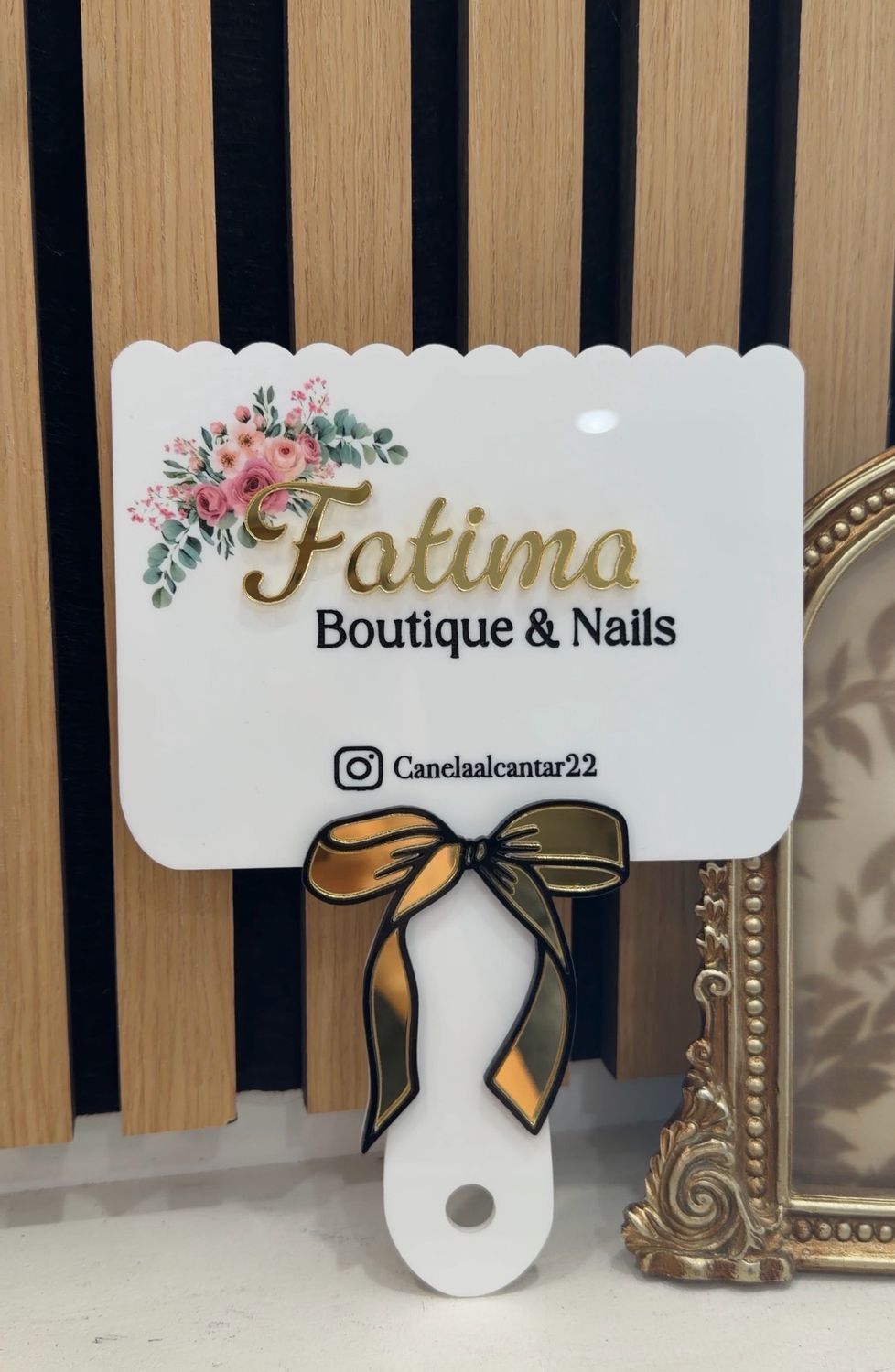 Custom Acrylic Handheld Mirror, Gold Bow, Floral Mirror, Lash And Brow Mirror Prop