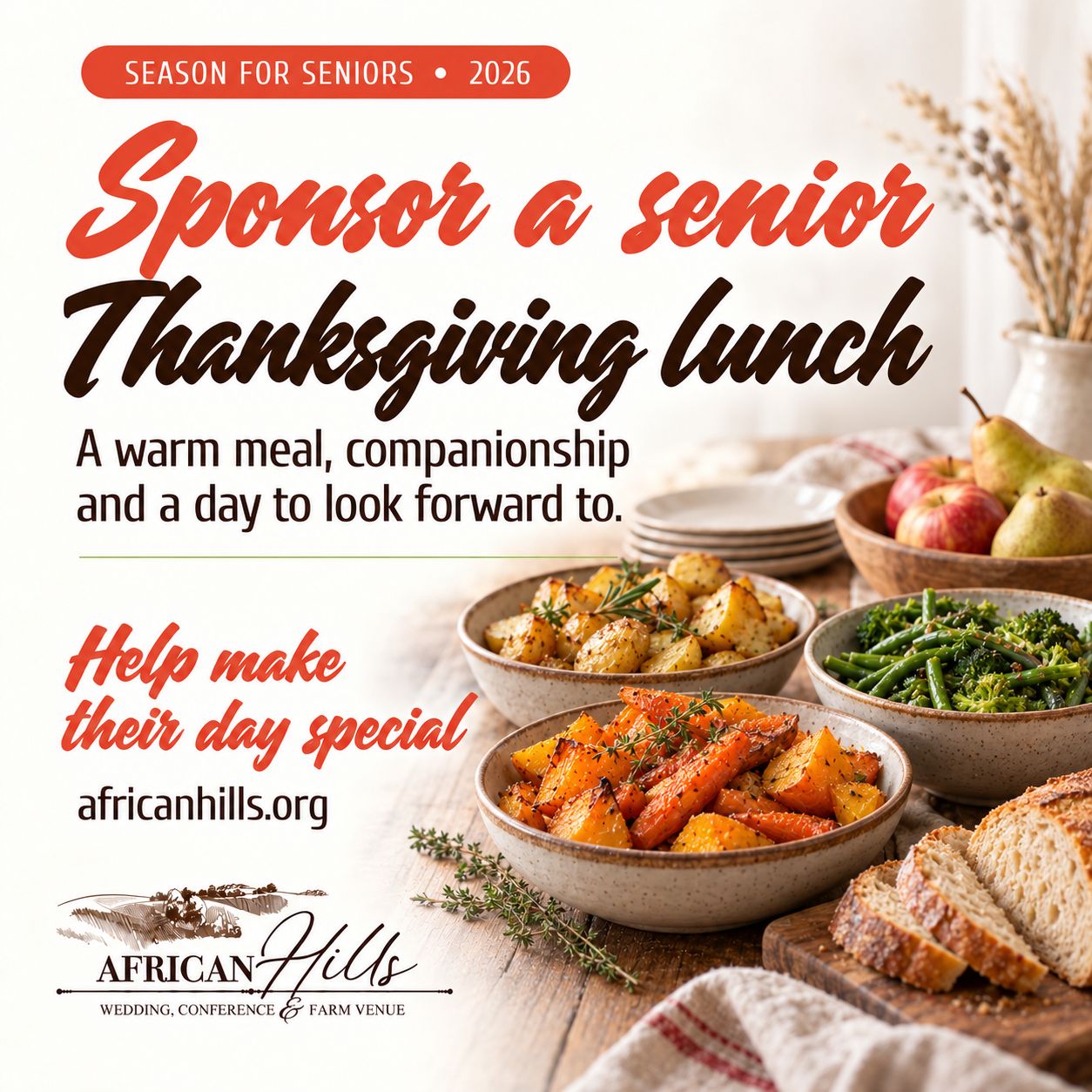 Sponsor a Senior for Thanks Giving Lunch.