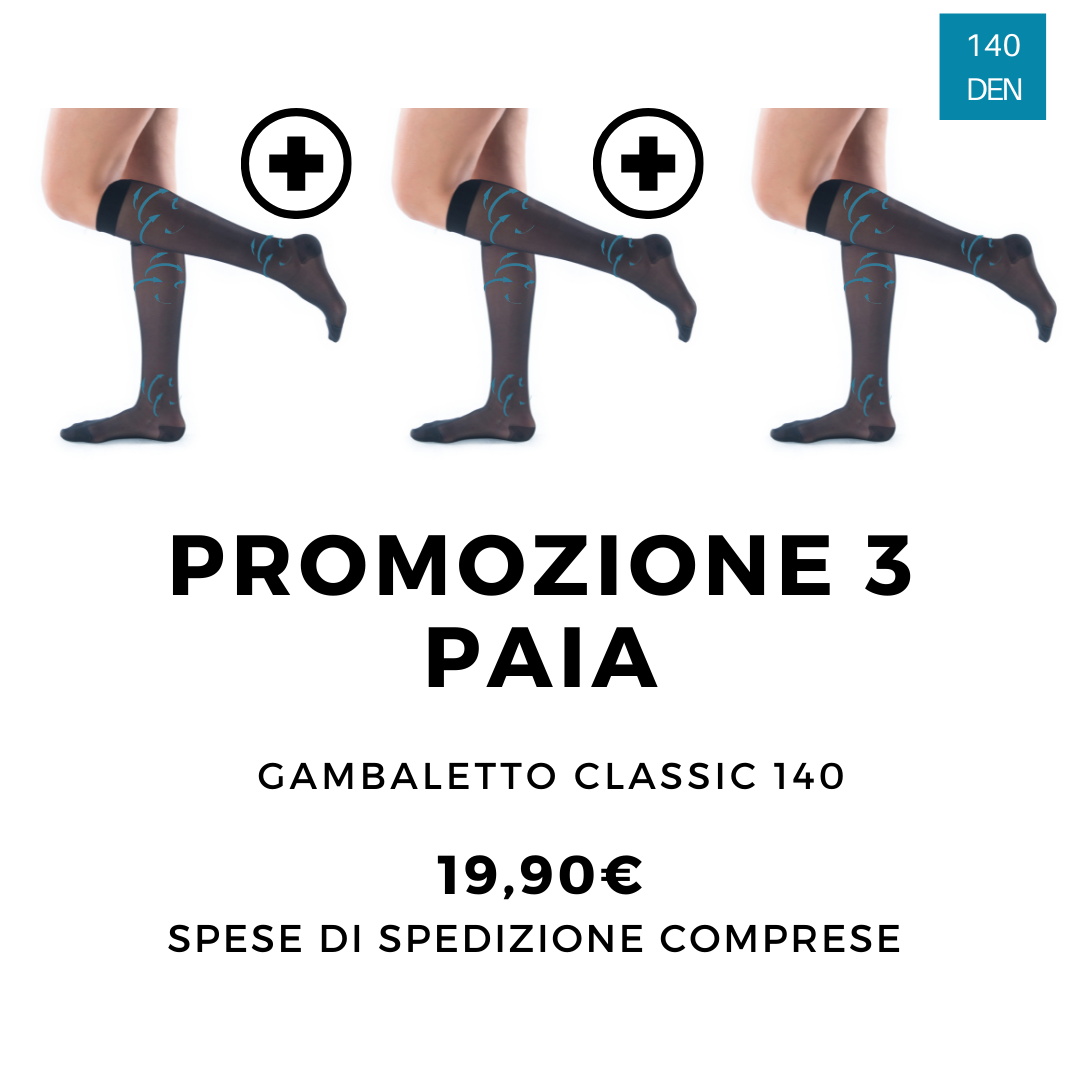 PROMOZIONE 3 PAIA Gambaletto 140 denari - Calze elastiche compressione graduata curativa