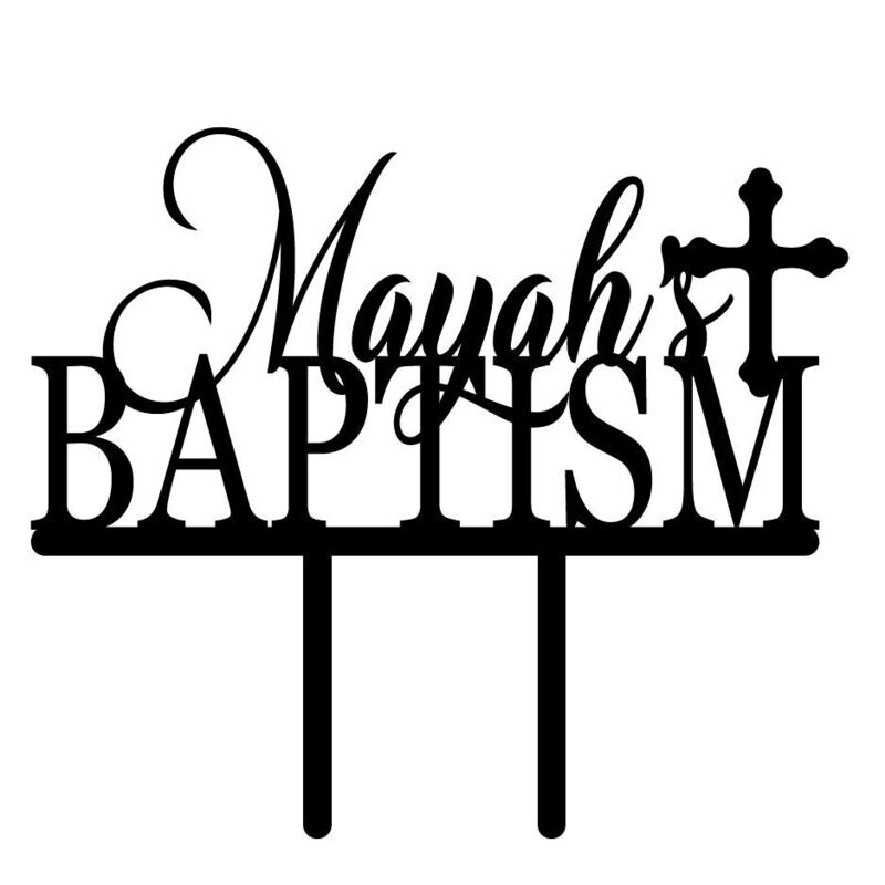Baptism taarttopper met naam en kruis