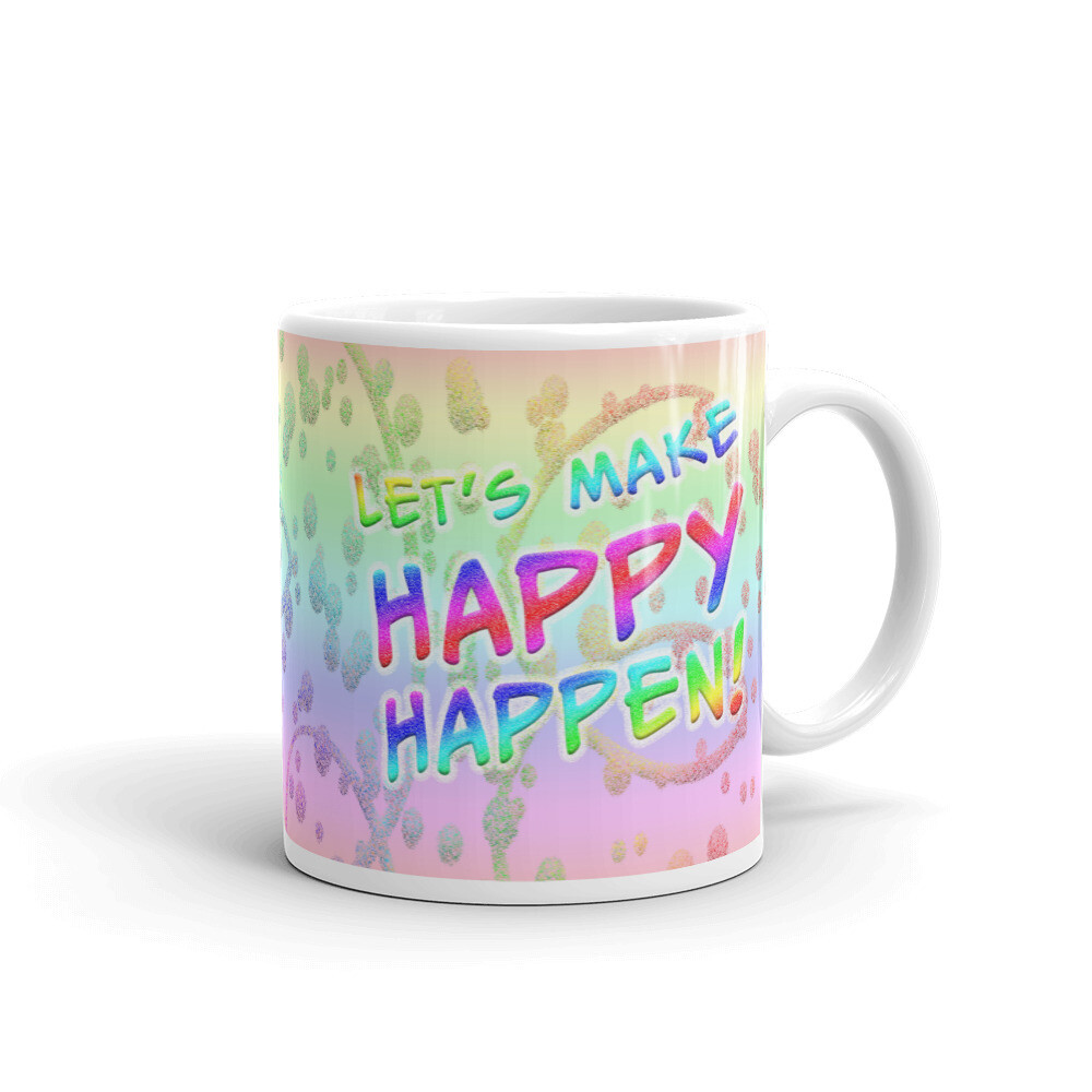 MAKE-HAPPY-HAPPEN White glossy mug