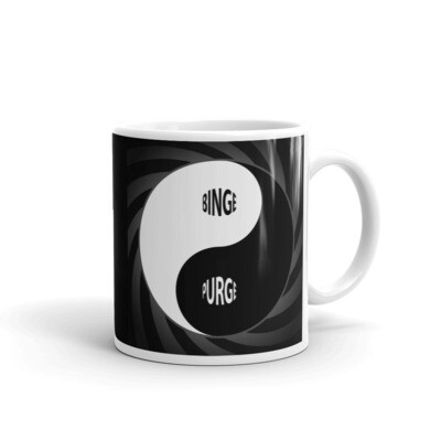 BINGE-PURGE-Yin-Yang White glossy mug