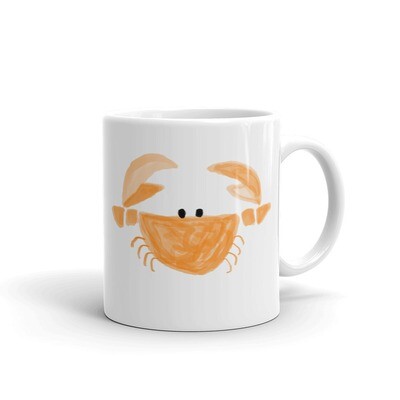 Hand Drawn Crab White glossy mug