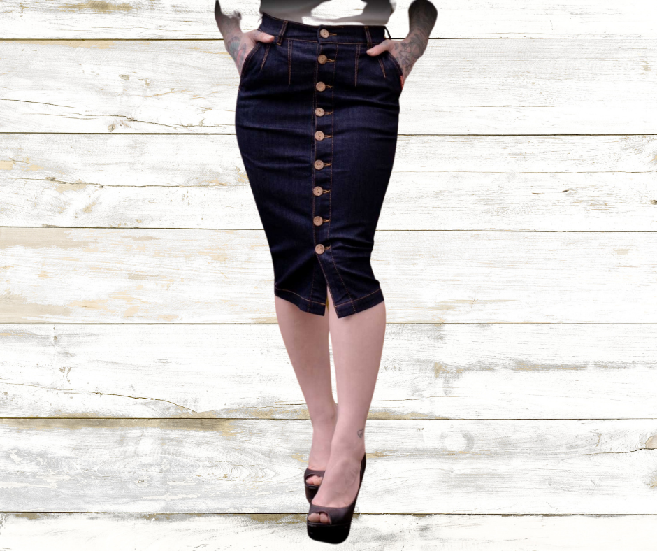 High-Waisted Jeans Pencil Skirt - Second Skin