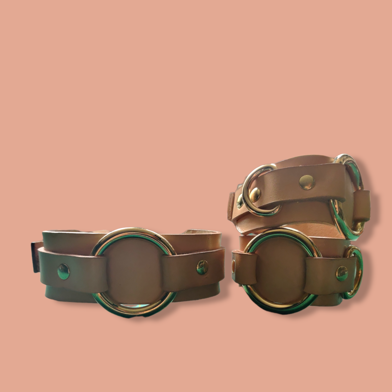 Vegetable Tanned leather Collar and Cuff set