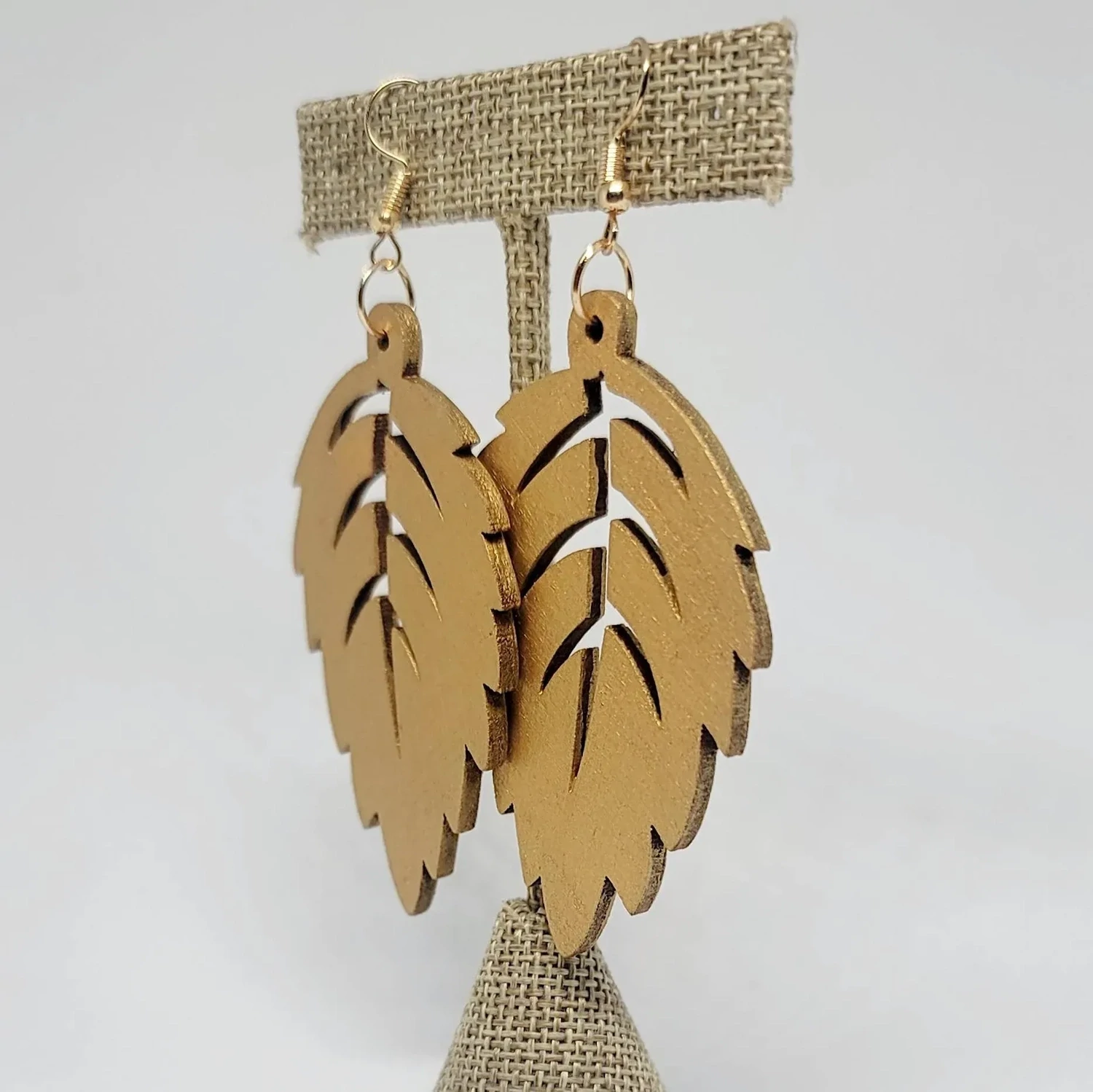 Gold Leaf Wooden Earrings