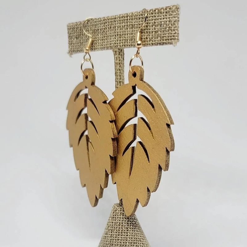 Gold Leaf Wooden Earrings